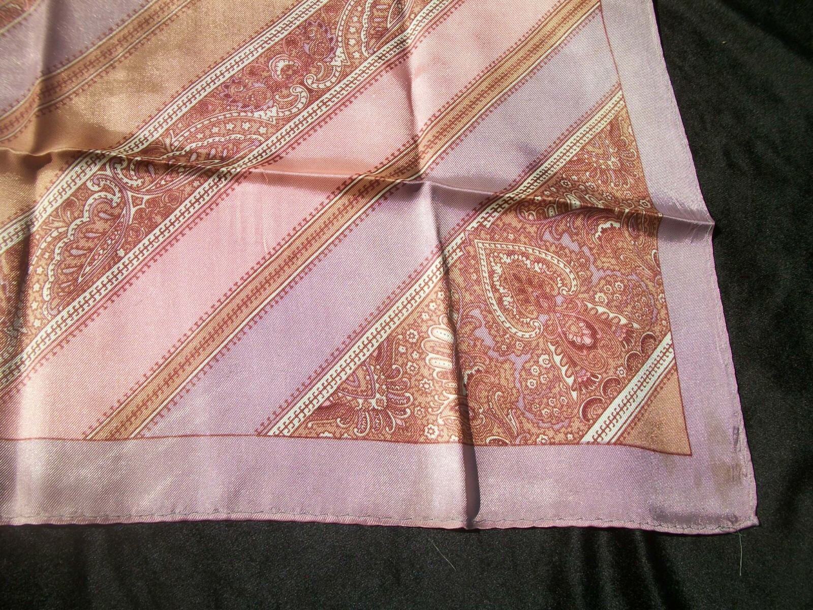 Vintage Scarf Printed Shades of Mauve Lavender Tan SC67