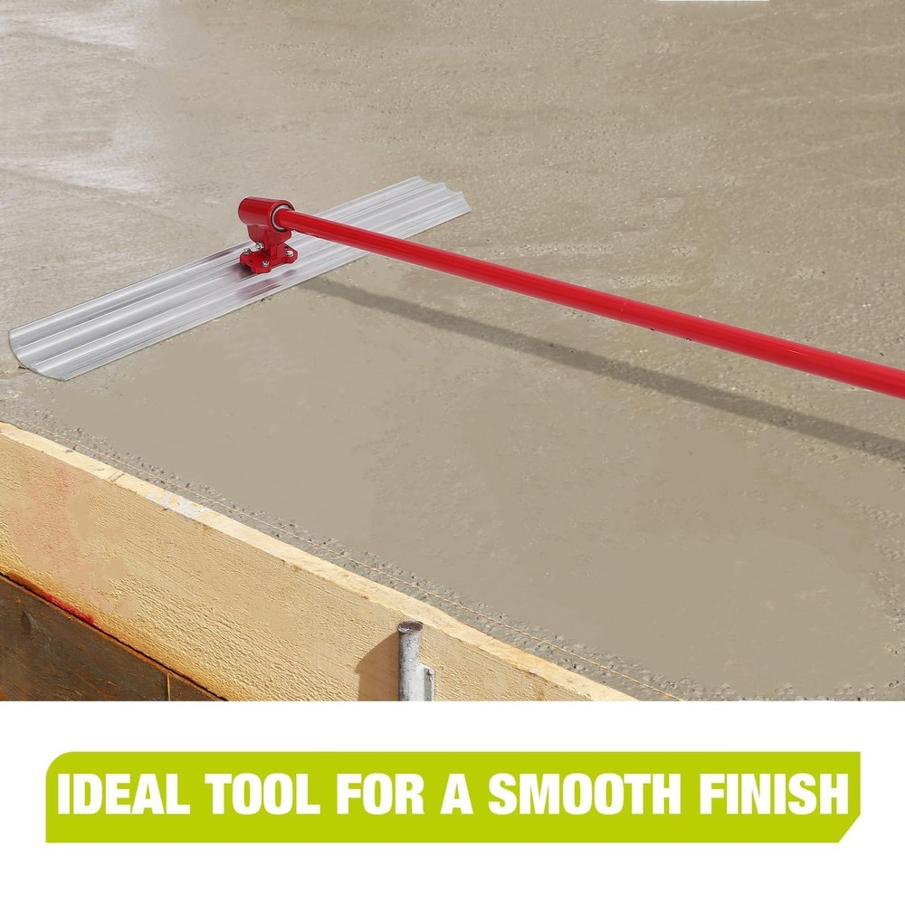 46"x8" Bull Float Magnesium Concrete Float Tool w/ 4 Extendable Handle Round End