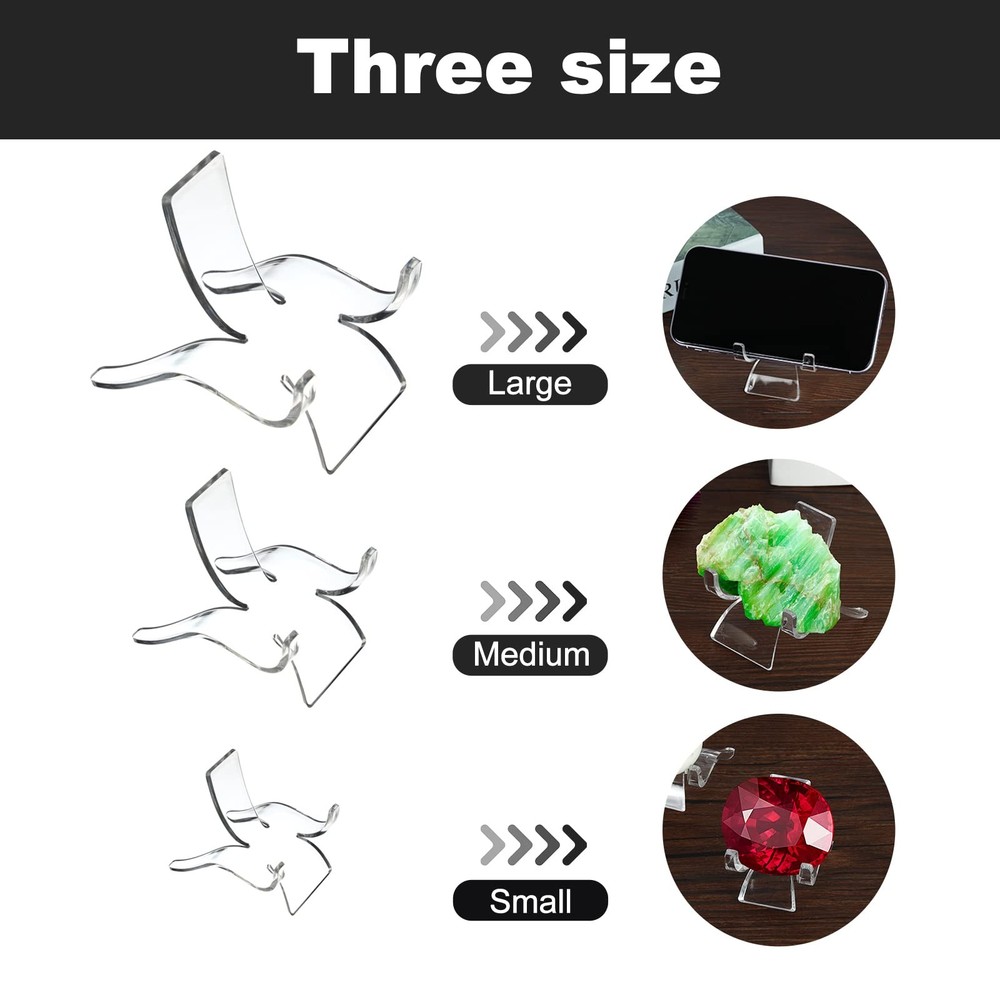 12 PCS Rock Display Stand Mini 12 ( 4* large+4* medium+4* small ), clear