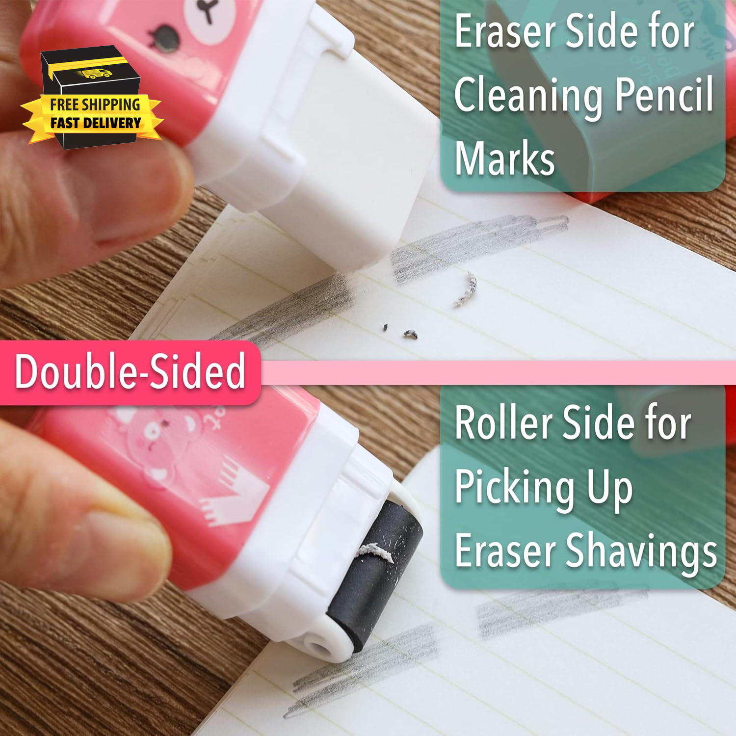 - Eraser with Cover and Roller, 6 Pack, Animal Theme, Cute Erasers for Kids ⭐️⭐️