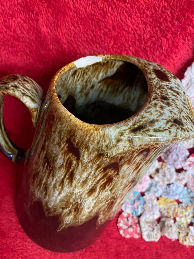 Vintage Tall Brown Drip Pitcher