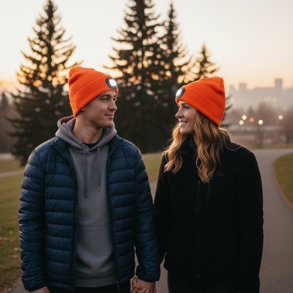 Beanie Hat - Orange LED Light-Up