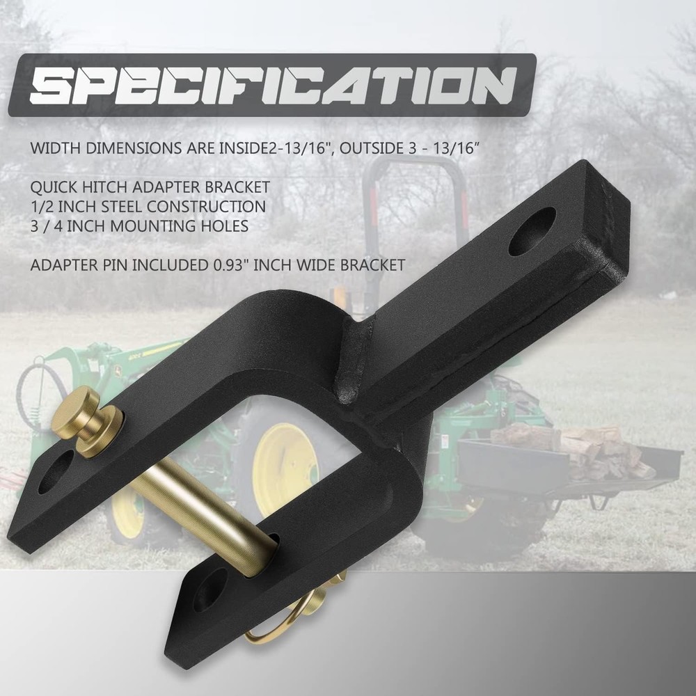 Lightweight Quick Hitch Adapter for Tractors - Rust-Proof, Adjustable Design