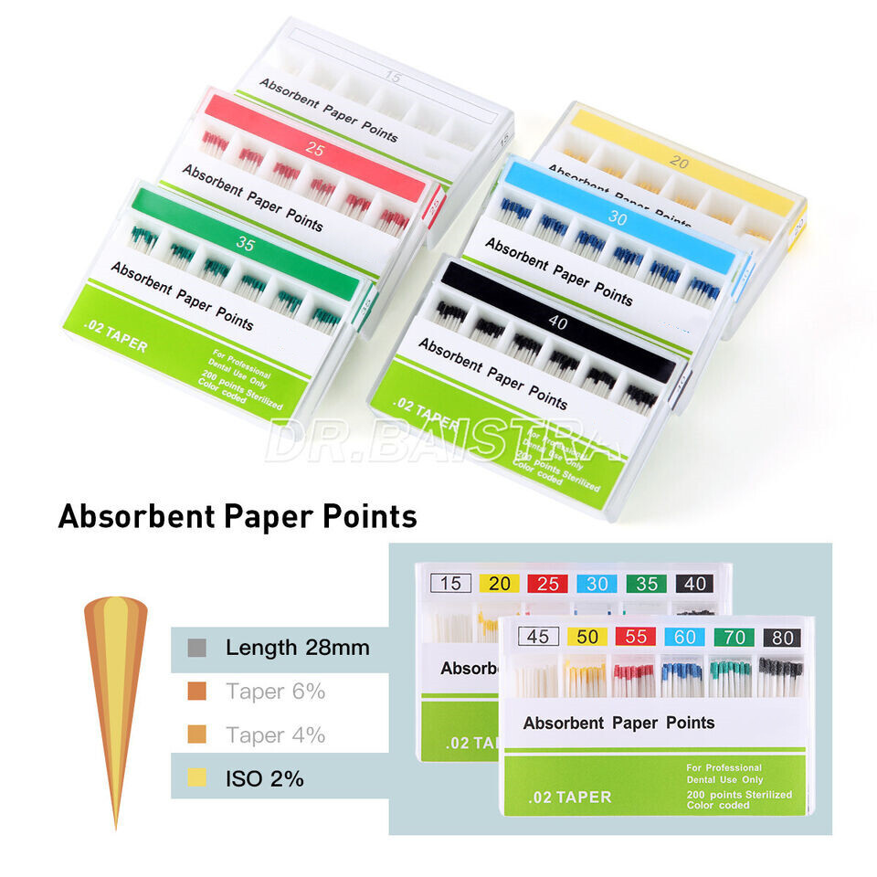 AZDENT Dental Gutta Percha Points &Absorbent Paper Points Taper Coded Endodontic
