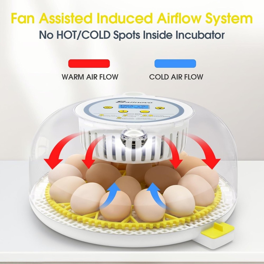 18 Egg Incubator for Hatching Chick with Automatic Turning & Stop, Egg Candler💨