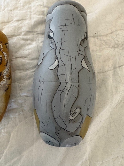 Handmade wooden nesting wild animals