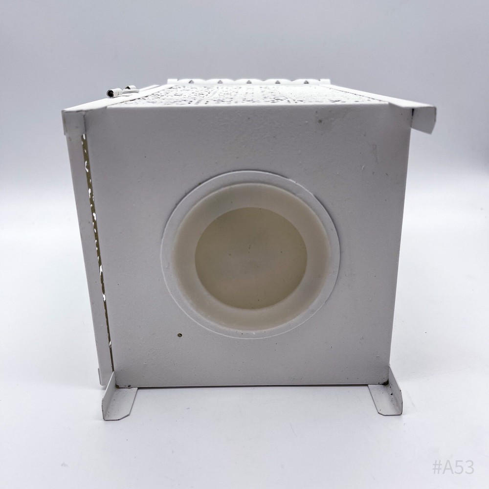 Oriental Lantern Windlight With Pattern & LED Block Candle, White, 37 cm