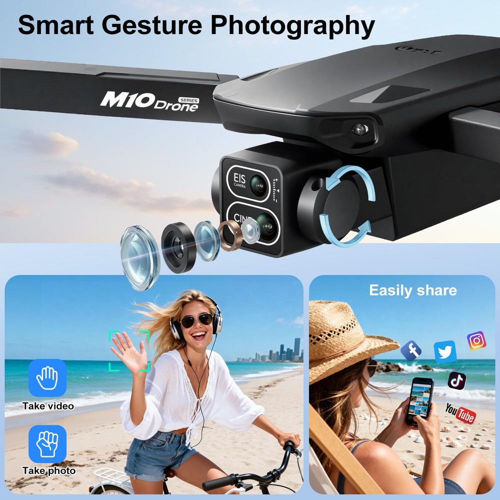 Drones with Camera for Adults,Foldable Drone for Beginners with 3 Batteries 3...