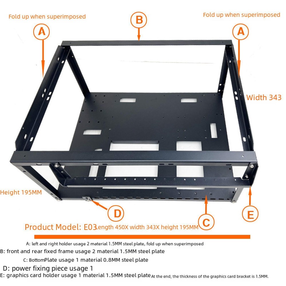 Open Computer Case PC Case Steel Open Chassis Rack Professional Accessories