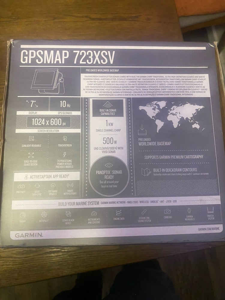 NOB GARMIN GPSMAP 723XSV Marin Chartplotter Sonar Combo Bundle Free Shipping