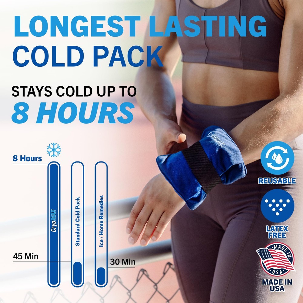 CryoMAX Cold Pack, Reusable, 8 Hour Cold Therapy Ice Pack, Small, 6"x 6" (Pac...
