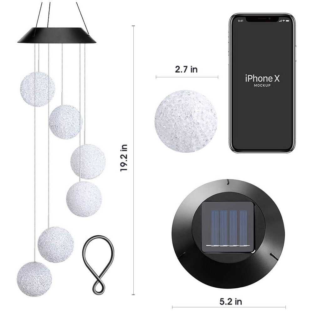 Solar Wind Chime Lights LED Color Changing Hanging Lamp Bird Ball Garden Decor
