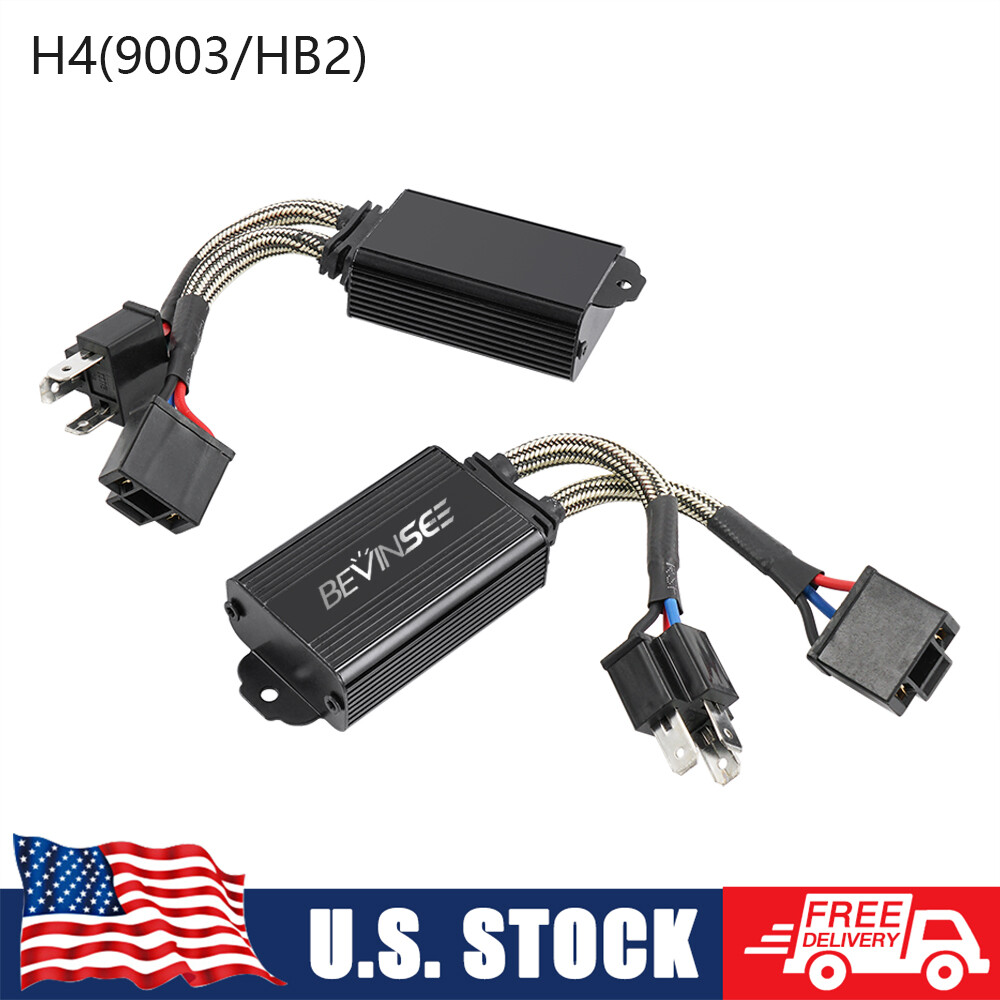 H4 9003 LED Headlight Canbus Decoder Anti Flicker Error Resistor Canceller Wires