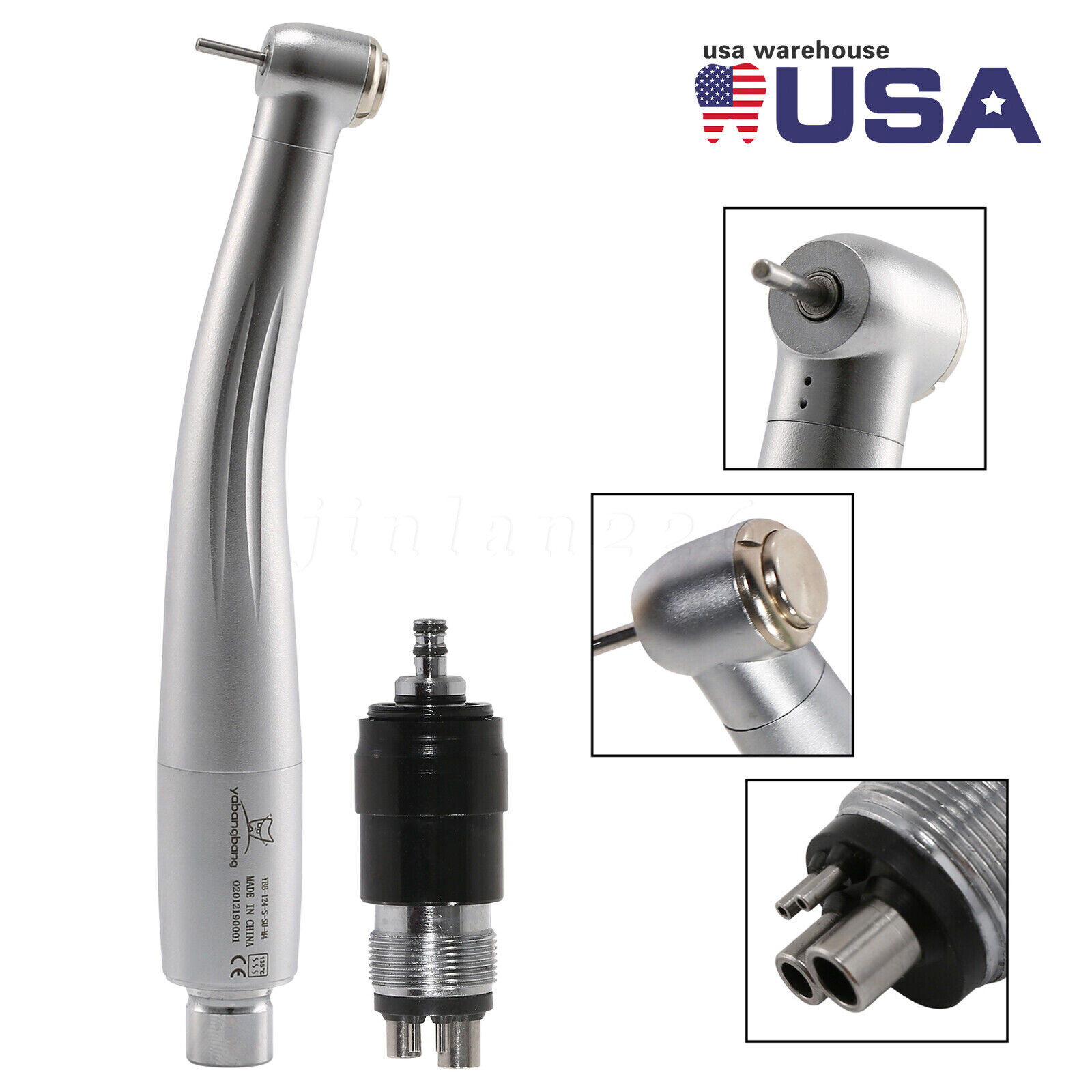 NSK Style Dental High Speed Handpiece Push Button + Quick Coupler Swivel 4 Holes