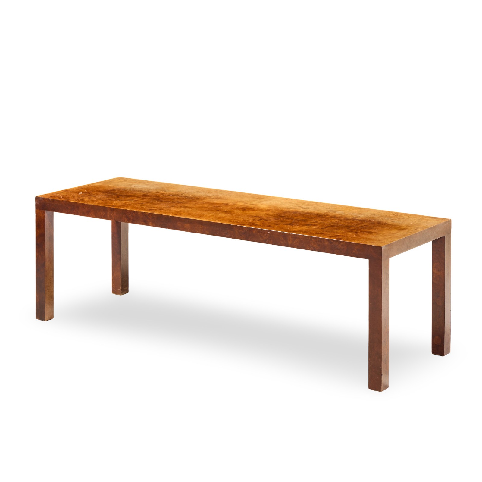 Milo Baughman for Directional Mid Century Burlwood Parsons Coffee Table