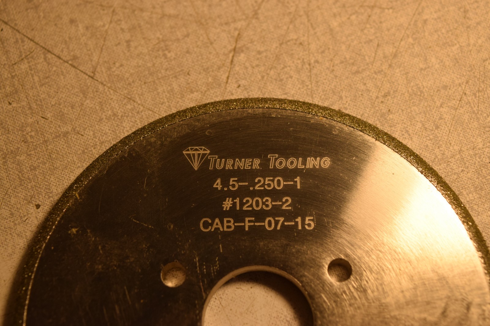 Turner Tooling 4.5-.250-1 CAB-F-07-15 1203-3 Grinding Wheel