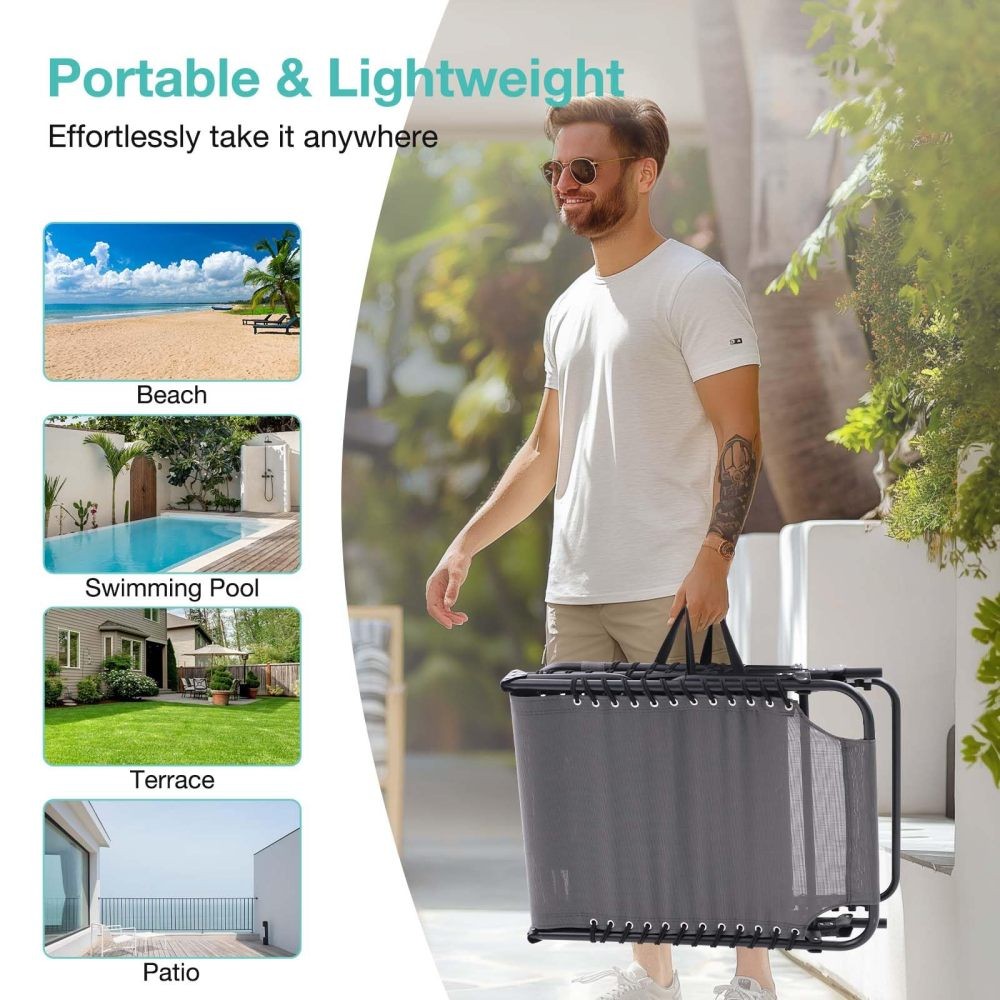 1 Set Folding Chaise Lounge Pool Chair Patio Sun Tanning Chair Outdoor