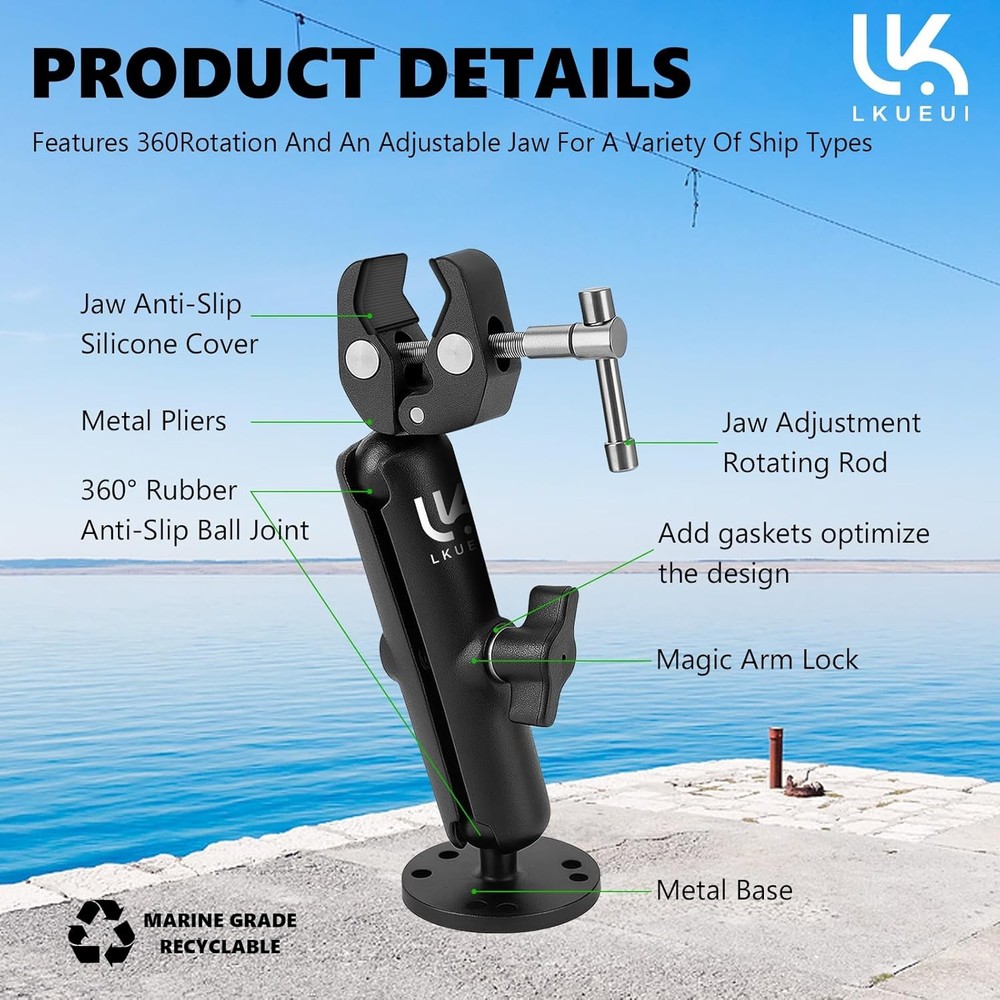 Trolling Motor Stabilizer Mount Support Bracket, Anti-Vibration Adjustable for K