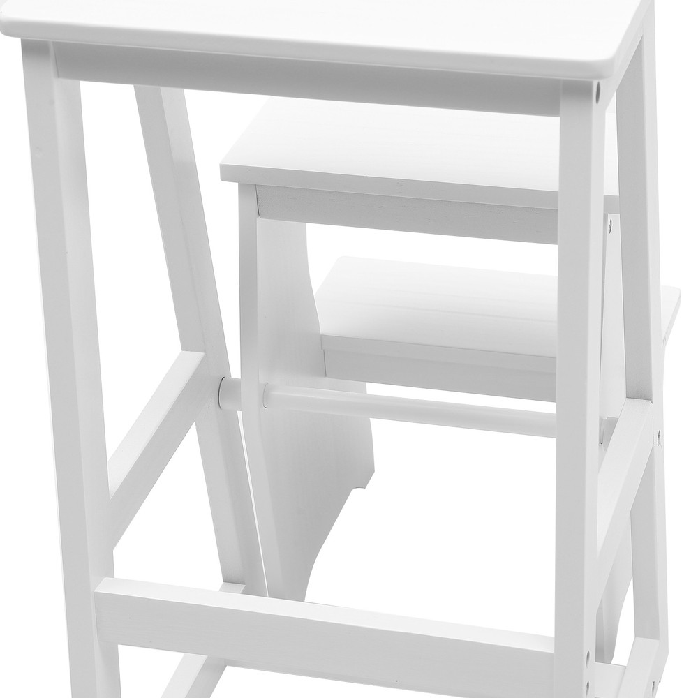 Folding Solid Wood Library Ladder Chair, Portable Multi-Functional Stool