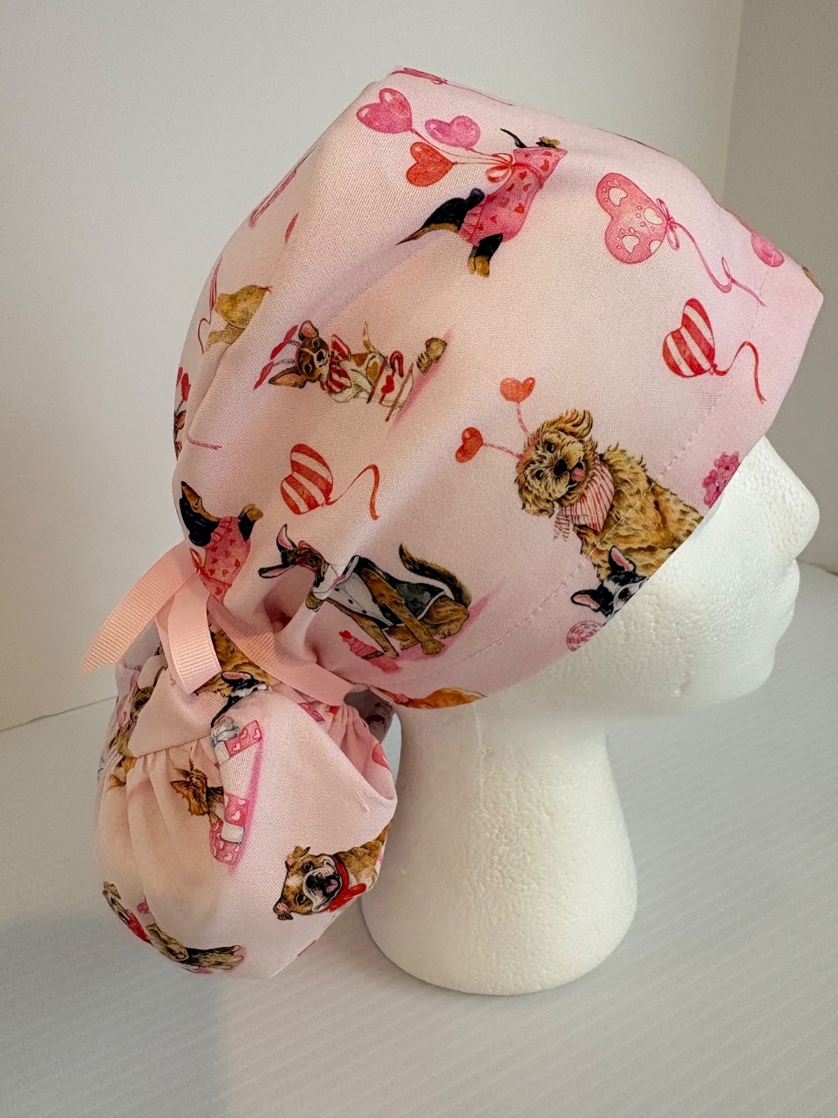 Valentine’s Day Medical Ponytail Pouch Surgery Scrub Cap Chef Hat