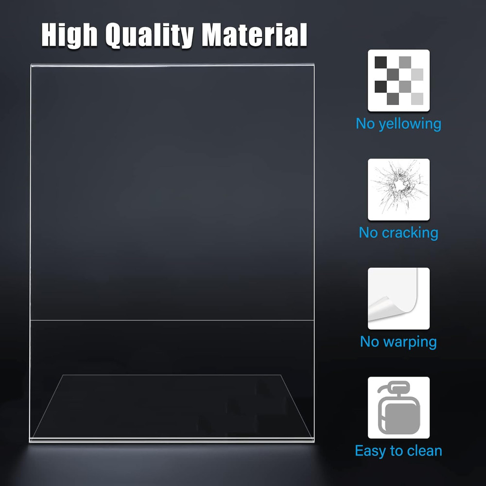 6Pack 8.5X11 Acrylic, L Shape Clear Plastic, Menu Holder, Unbreakable Table S...