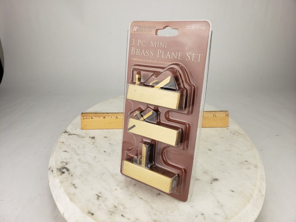 3pc Mini Brass Plane Set Solid Brass & Hardwood Construction #97545 Windsor