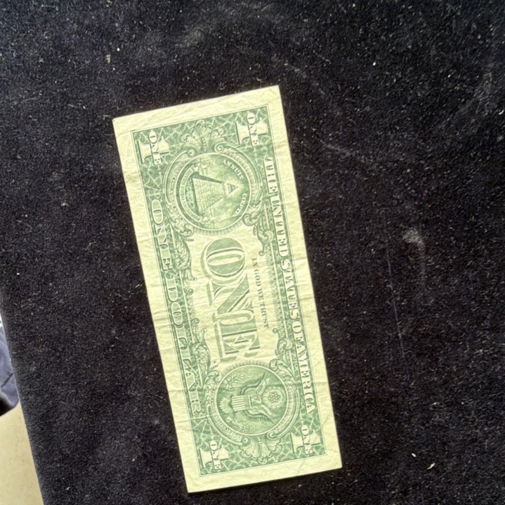 $1 US Dollar Bill Error Note F89989882B Misaligned Partial Print trinity four 8s