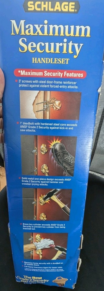 Schlage Solid Brass Handleset Dead Bolt Maximum Security Ultima Finish Grade 2