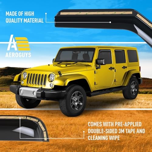 Extra Durable Window Deflectors in-Channel Window For Jeep Wrangler 07-18 JK