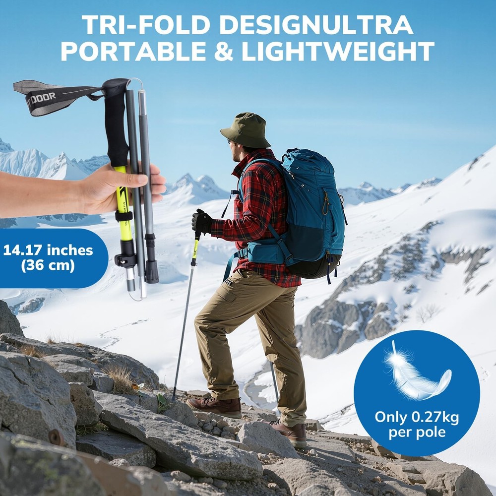 7075 Aluminum Trekking Pole Foldable Tungsten Tip Single