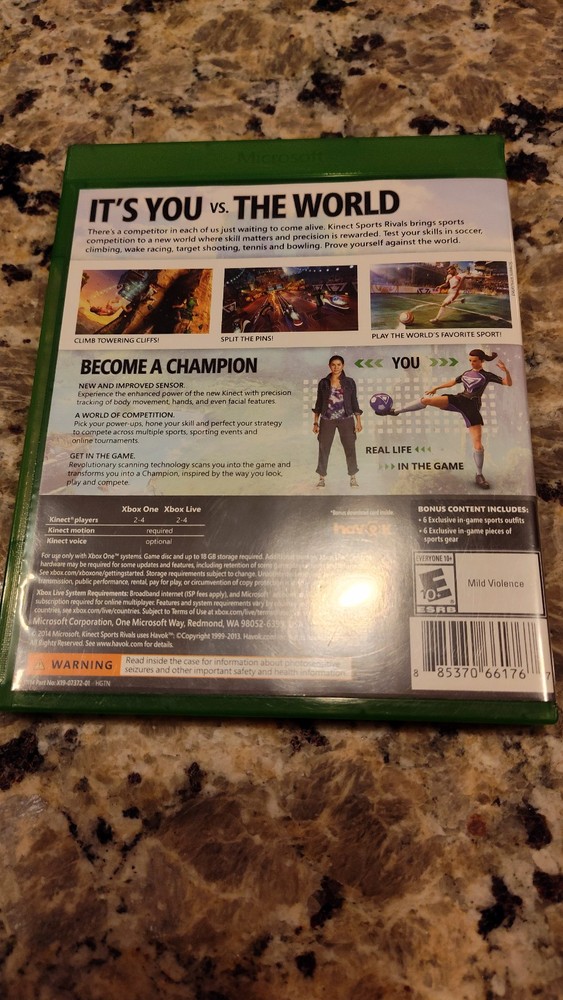 Microsoft Xbox One Kinect motion sensor bar + Kinect sports rival game