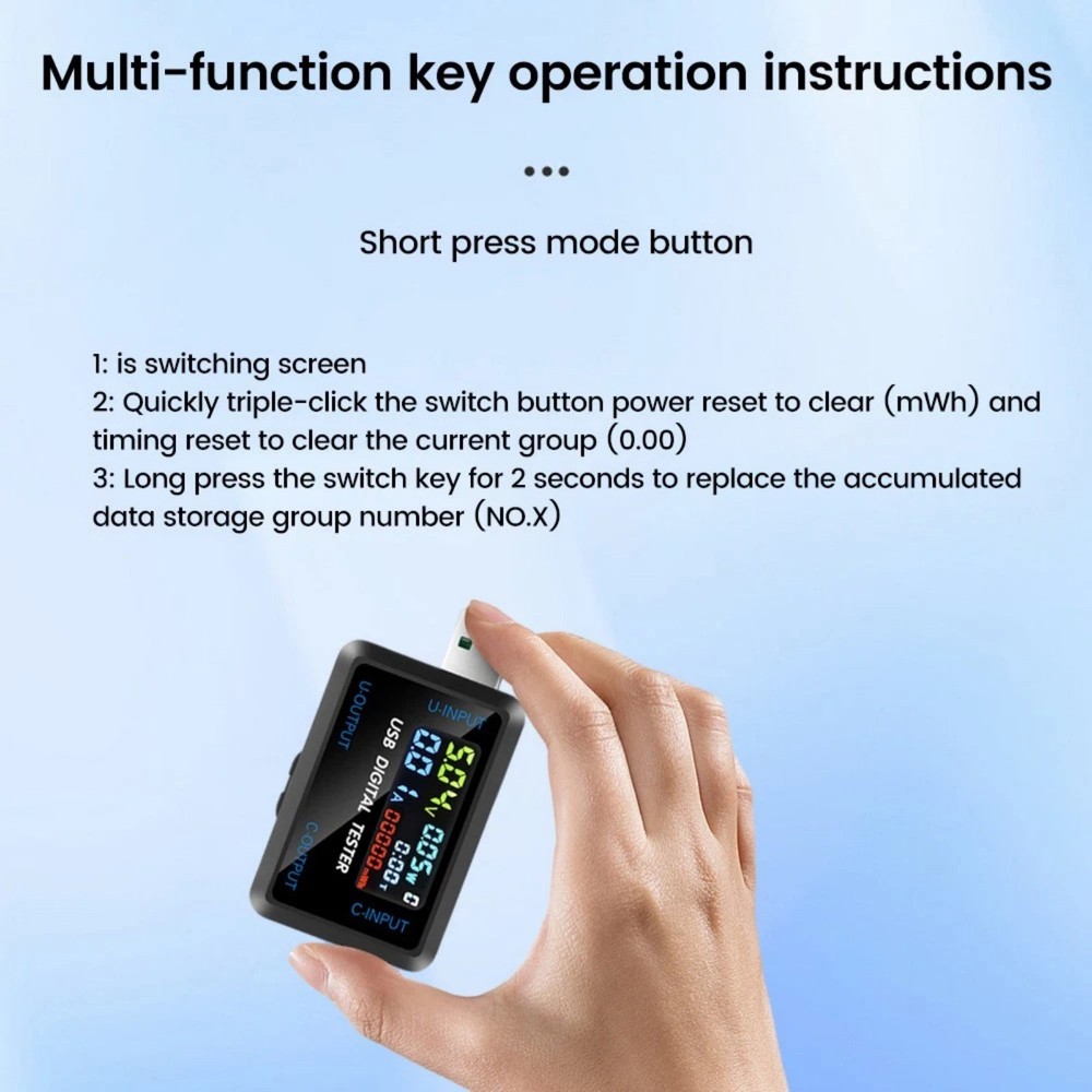 New Professional USB C Voltmeter Ammeter with IPS Display for Digital Devices
