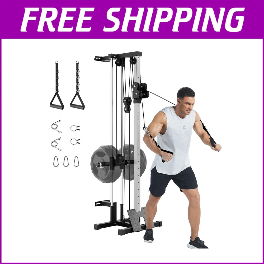 Wall Mount Cable Machine, Adjustable Dual Pulley Cable Crossover Machine Workout