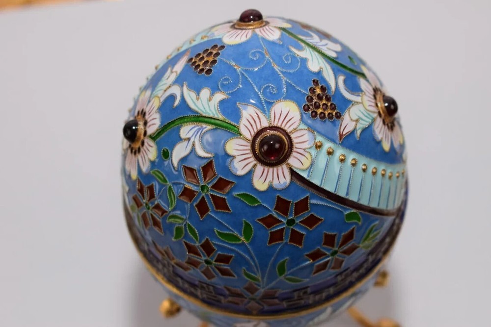 Wonderful Blue Silver Sterling Egg - Handmade Enamel Egg