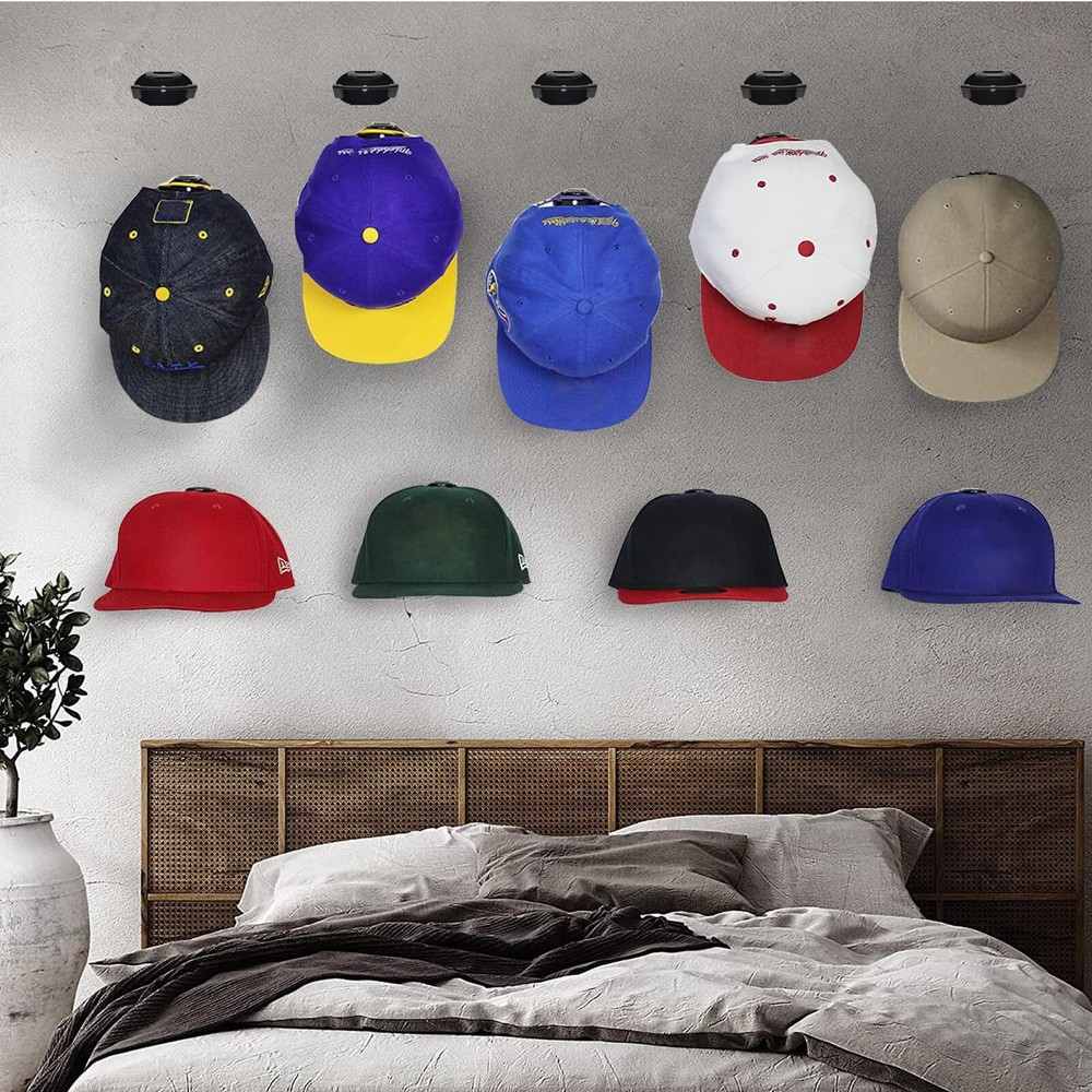 24 Pack Wall Adhesive Hat Holder Rack Display Hooks for Baseball Caps