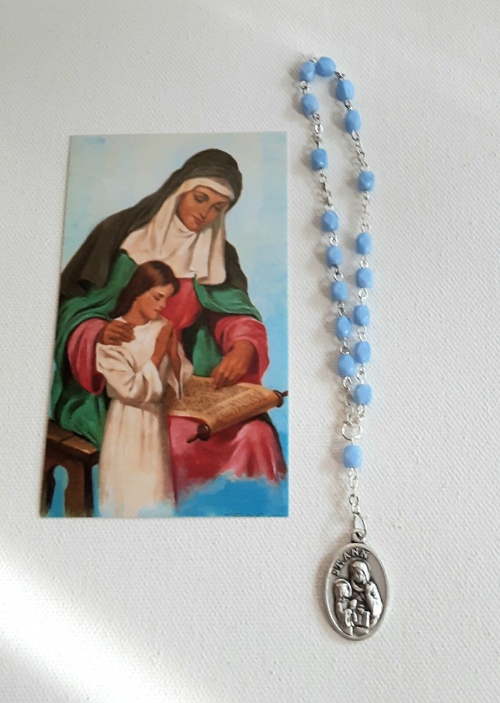 St. Anne Chaplet / Rosary, 6", with Prayer Card, Instructions