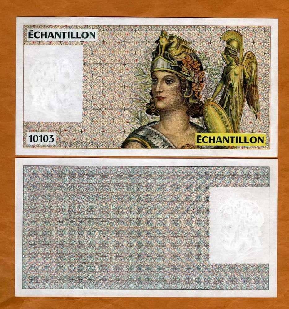 France, Test Notes, Echantillon 10103,  Lady Warrior, UNC