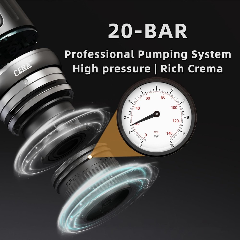 Portable Electric Espresso Maker 20 Bar USB C