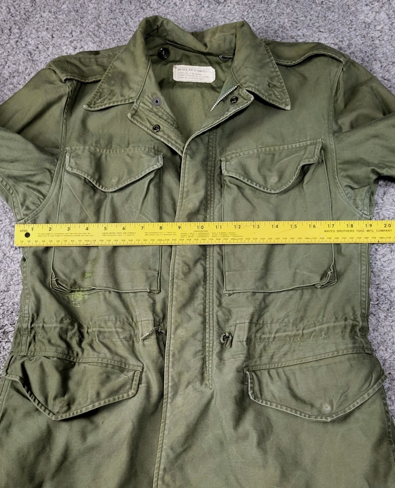 Vintage US Military OG-107 Sateen M51 Field Jacket Olive Green Regular XS 1958