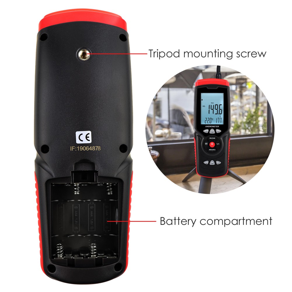 Professional Anemometer Datalogger Wind Speed Velocity Meter Air Flow Tester