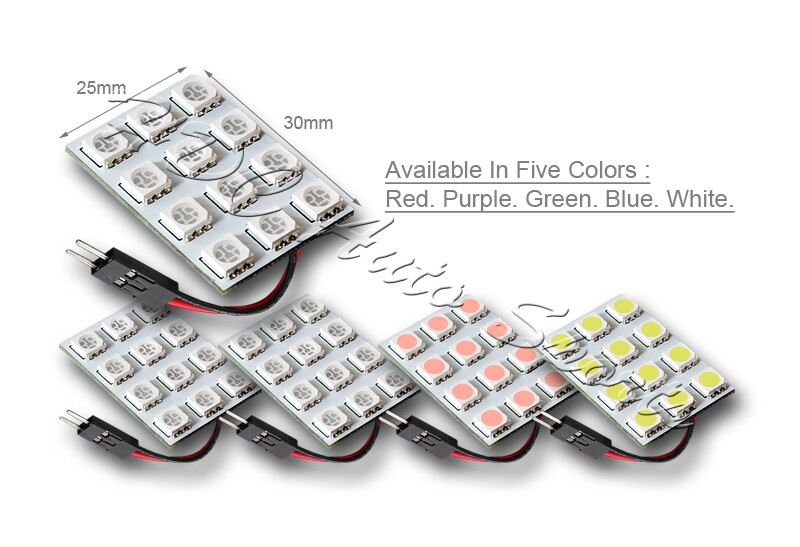 Universal T10 / Festoon 12 SMD LED Interior Dome / Map Light Bulb Panel - Blue