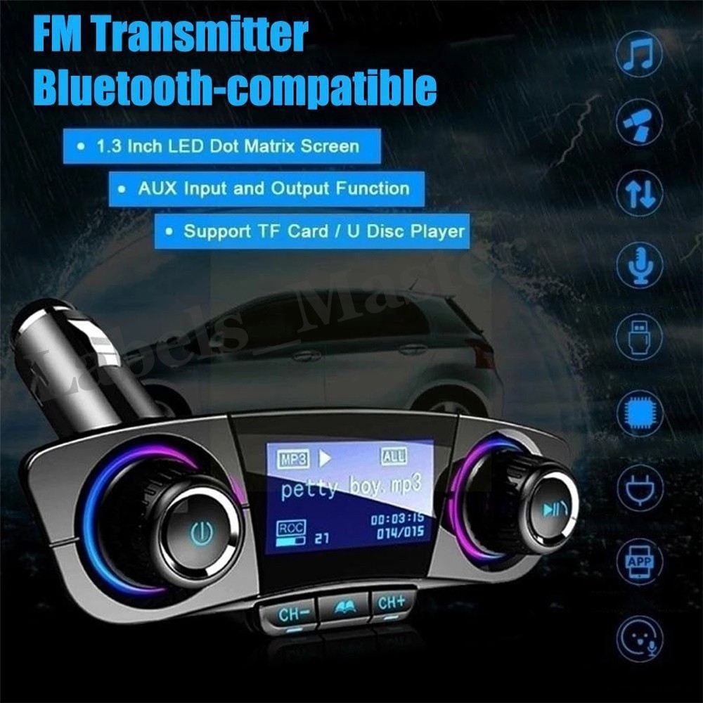 Bluetooth Car FM Transmitter Wireless Radio Adapter MP3 Player Handsfree 2 USB