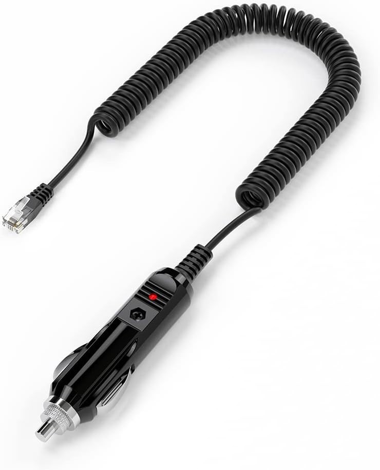 Compact Radar Detector Power Cord - Cigarette Lighter Adapter with Elastic Cable