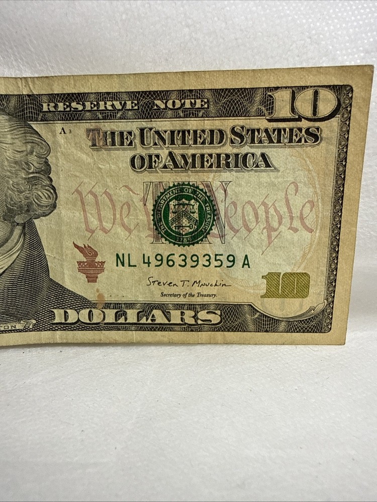 Ten Dollar Ink Smear error Note