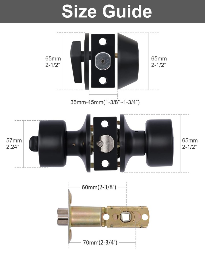 Lanwandeng Keyed Alike Entry 1 Pack, Black Deadbolt Lockset-Keyed