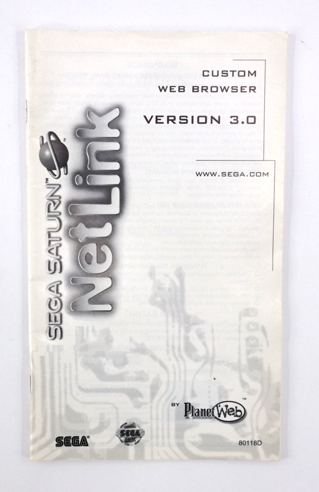 Sega Saturn NetLink Version 3.0 Custom Web Browser Manual Only Free Ship