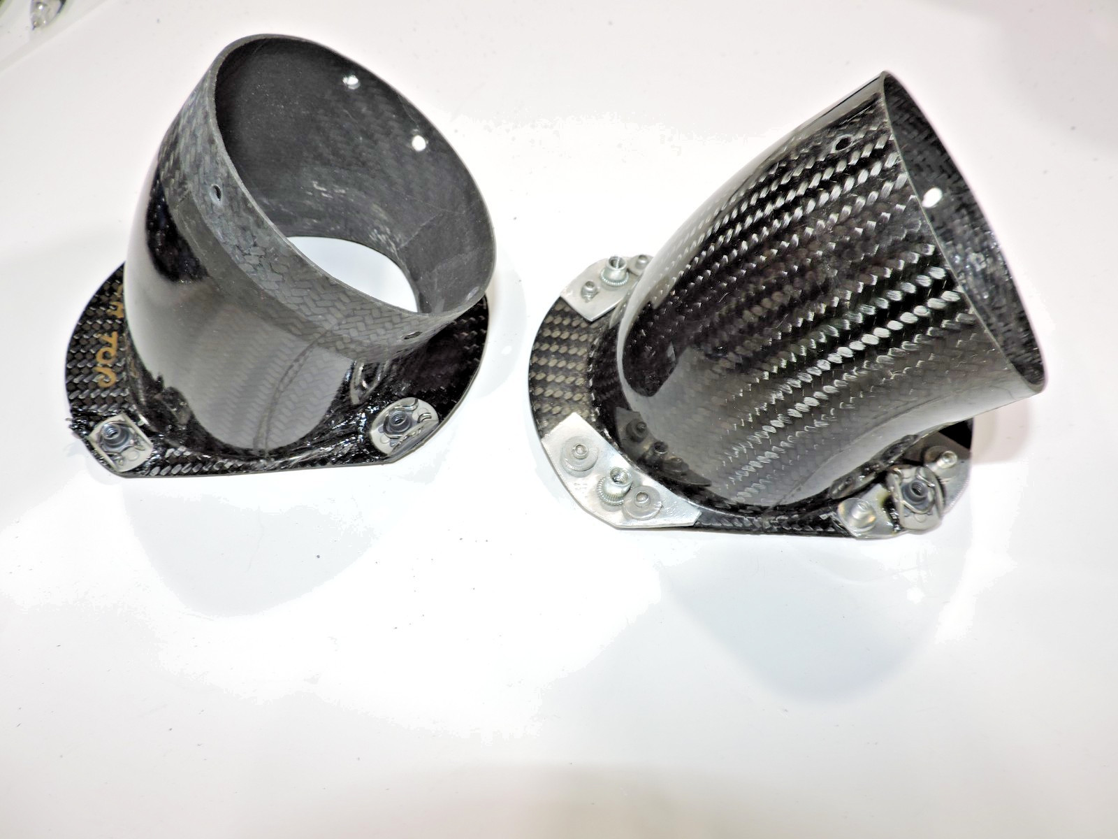 (2) Hendrick 3" carbon fiber flange ducts 45 degree Late model Nascar ARCA