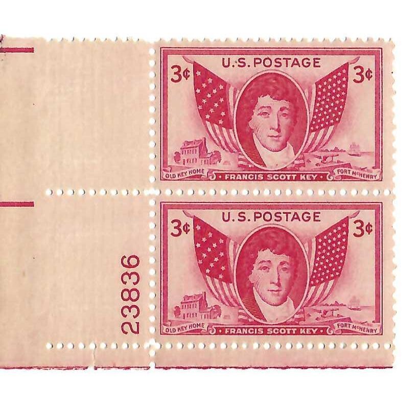 STAMP US SCOTT 962 "Francis Scott Key" 3 CENT 1948 MNH VERT PAIR # 23836 - B