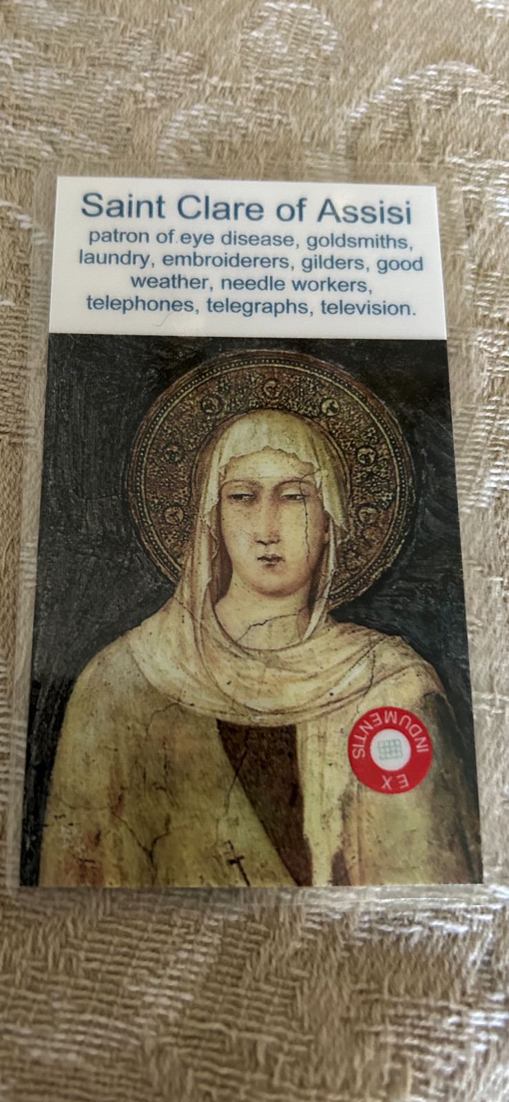 Saint Clare of Assisi 3rd Class Relic Card