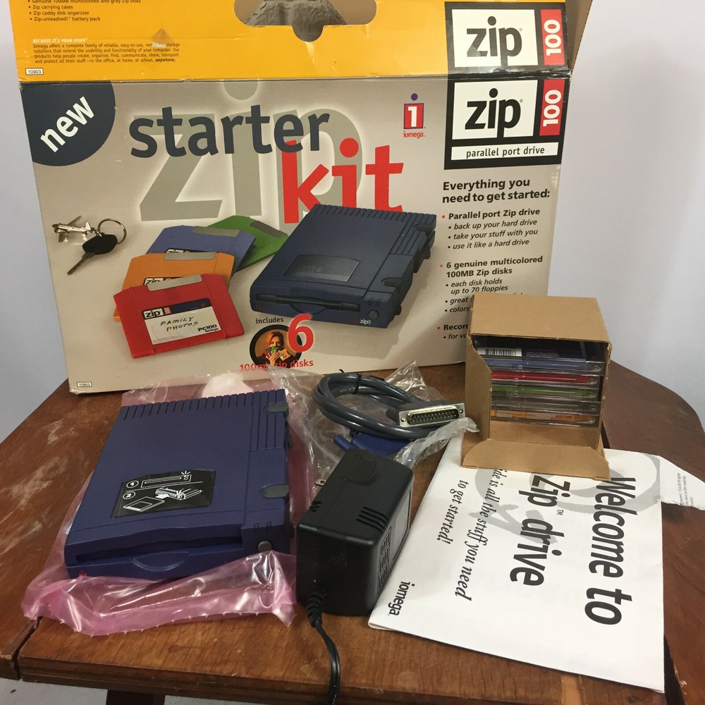 Vintage Computer Blank Storage Floppy Zip Drive Windows Microsoft Port Parallel